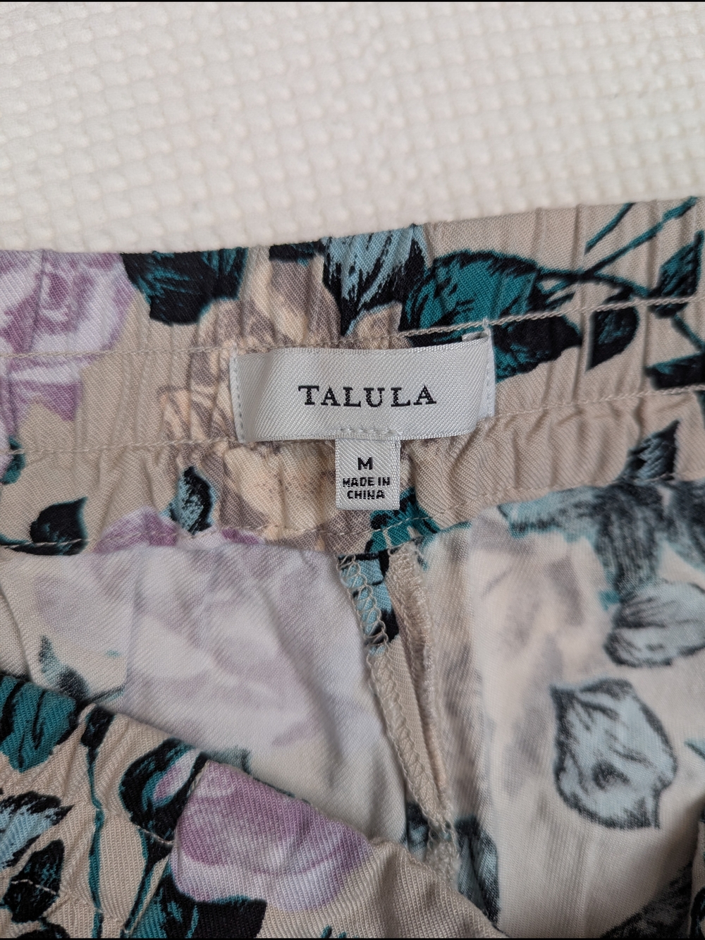 Talula Beige Floral Drawstring Joggers with Lavender & Teal Accents Cuffed Ankle - Picture 4 of 6